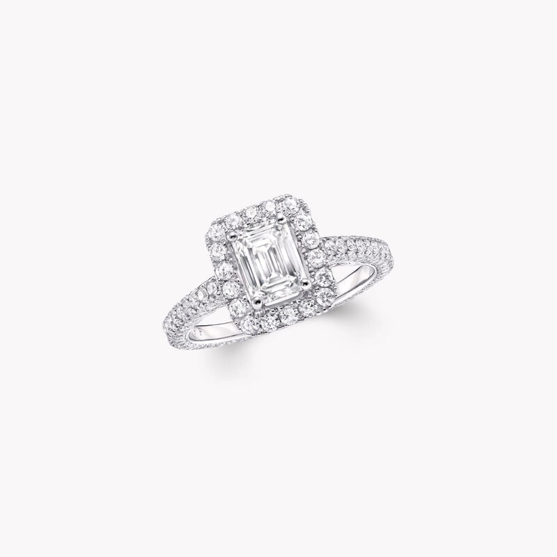 Bague de fian&ccedil;ailles en diamants taille &eacute;meraude Constellation