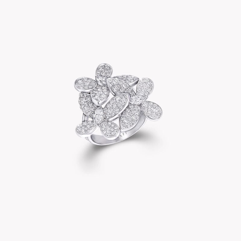 Triple Pav&eacute; Butterfly Diamond Small Ring