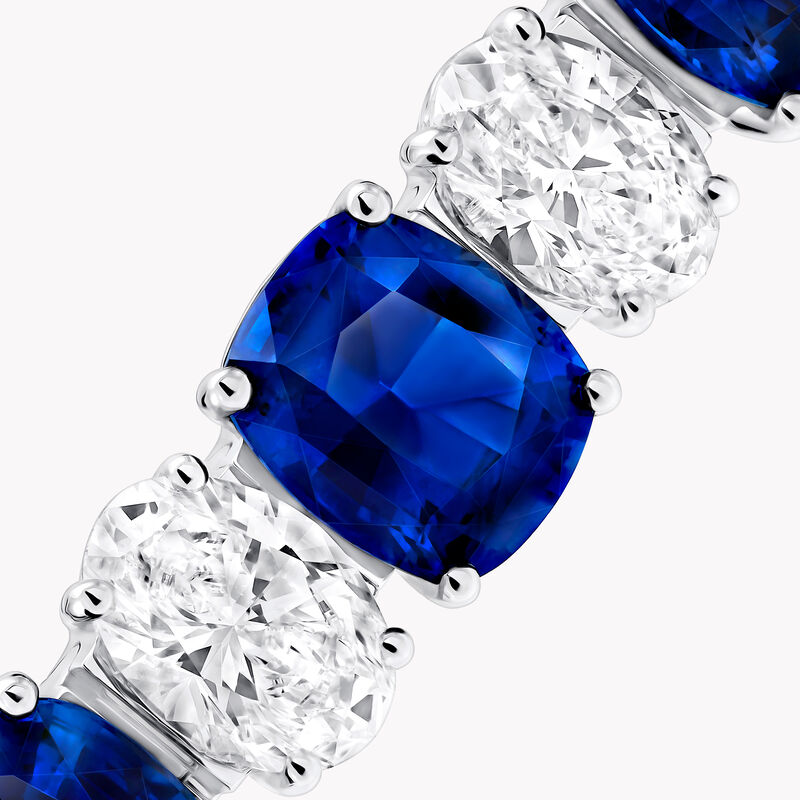 Cushion Cut Sapphire and Oval Diamond Line Bracelet