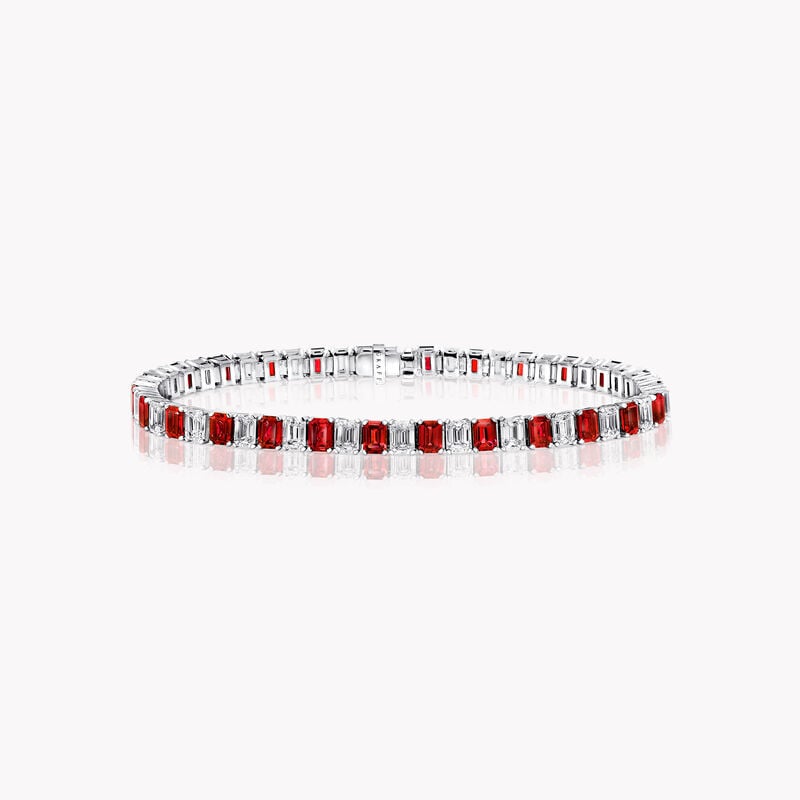 Emerald Cut Ruby and Diamond Bracelet