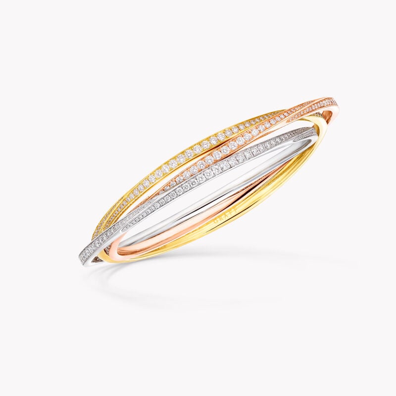 Triple bracelet rigide en pav&eacute;s de diamants Spiral