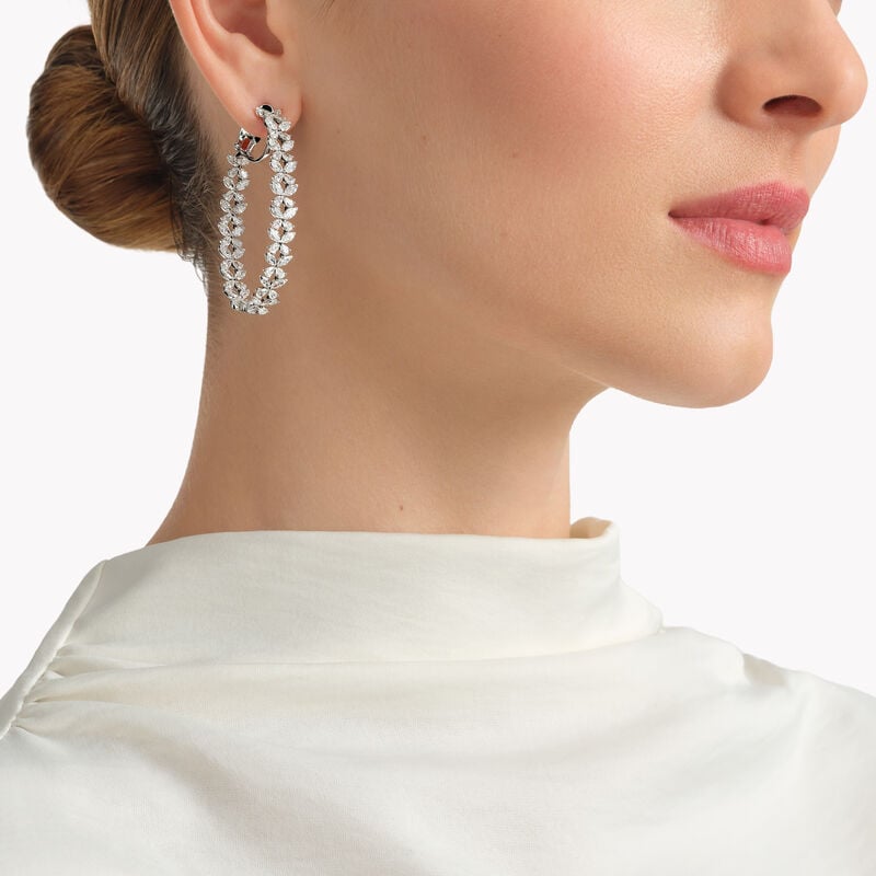 Classic Butterfly Diamond Oval Hoop Earrings