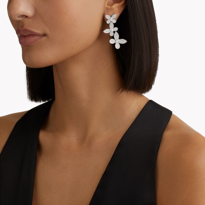 Triple Pav&eacute; Butterfly Diamond Drop Earrings