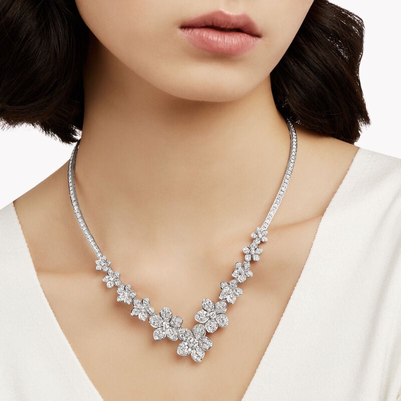 Wild Flower V Shape Diamond Necklace