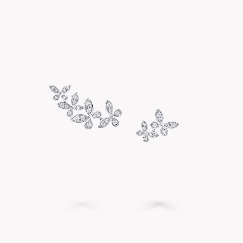 Asymmetrical Pav&eacute; Diamond Butterfly Earrings