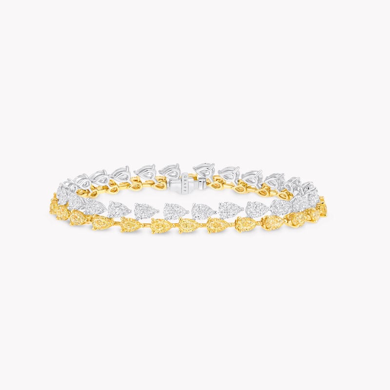 Pear Shape Yellow and White Diamond Bracelet