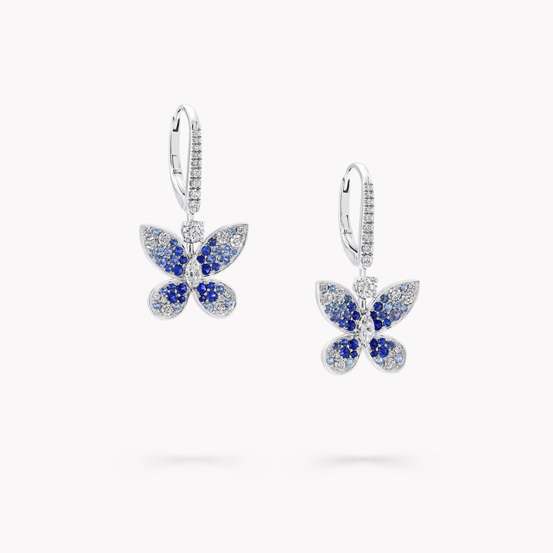 Butterfly Sapphire and Diamond Small Drop Earrings