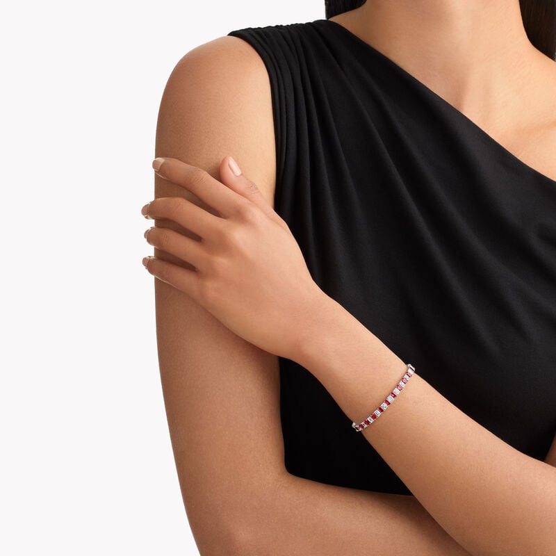 Emerald Cut Ruby and Diamond Bracelet
