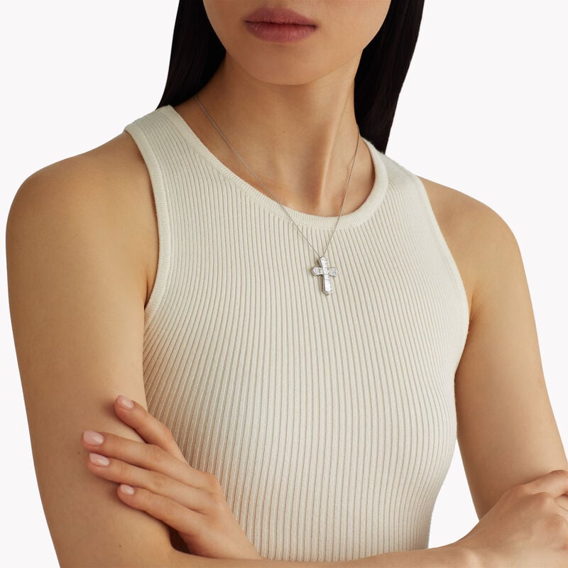 Baguette Cut Diamond Cross Pendant