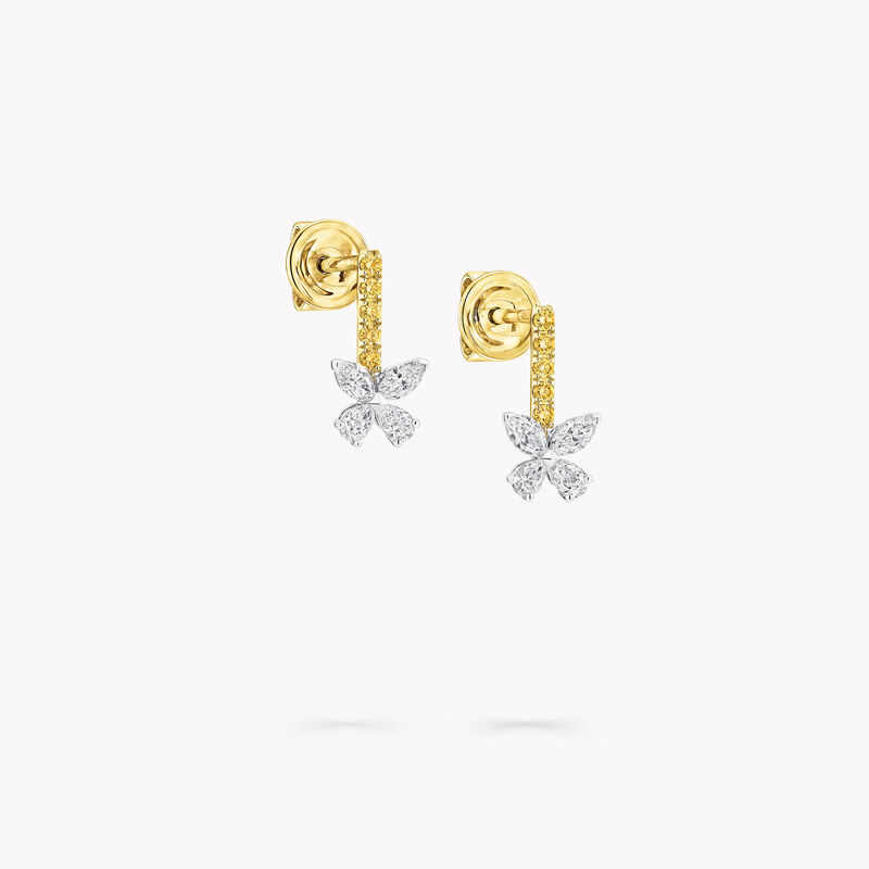 Butterfly Yellow Sapphire and Diamond Drop Earrings