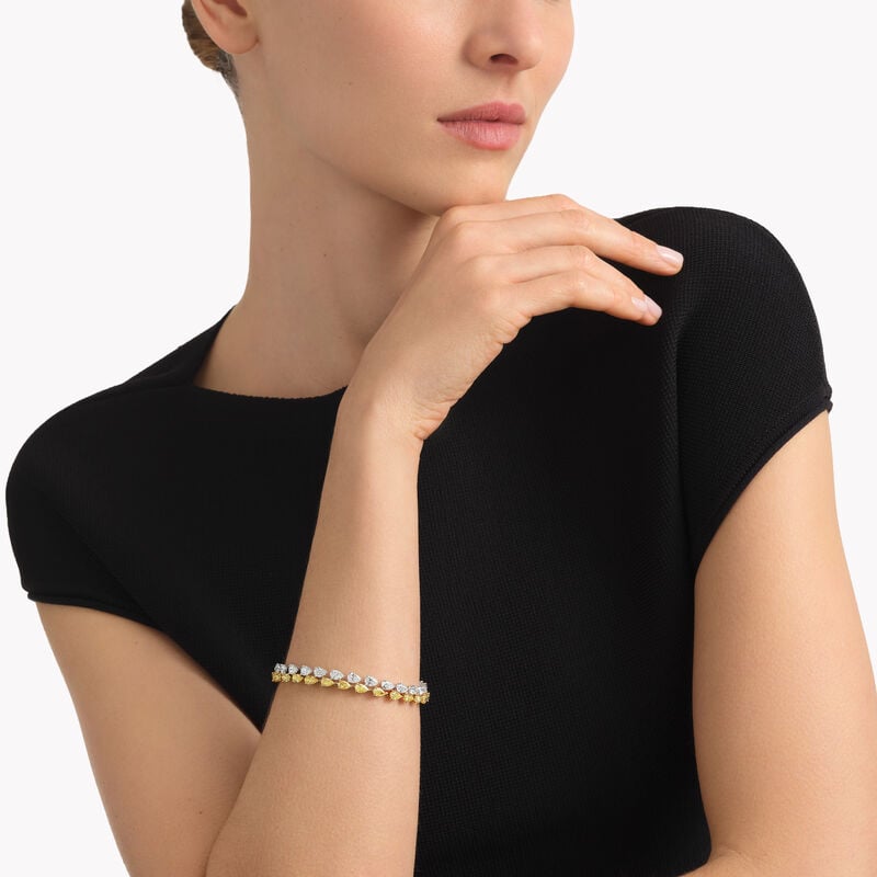 Pear Shape Yellow and White Diamond Bracelet