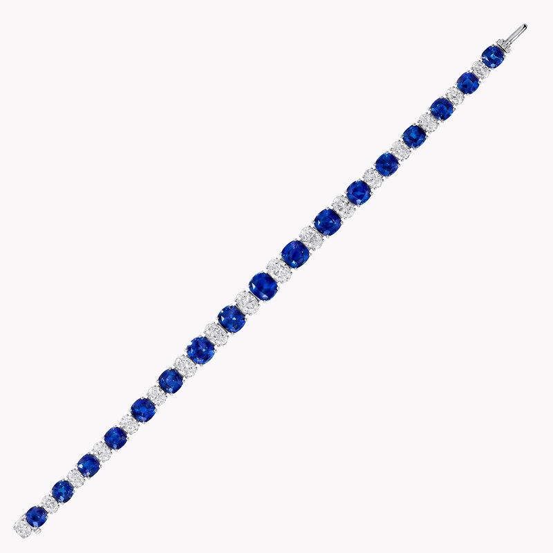 Cushion Cut Sapphire and Oval Diamond Line Bracelet