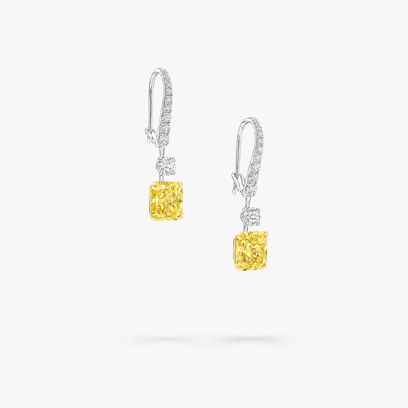 Radiant Cut Yellow Diamond Solitaire Earrings