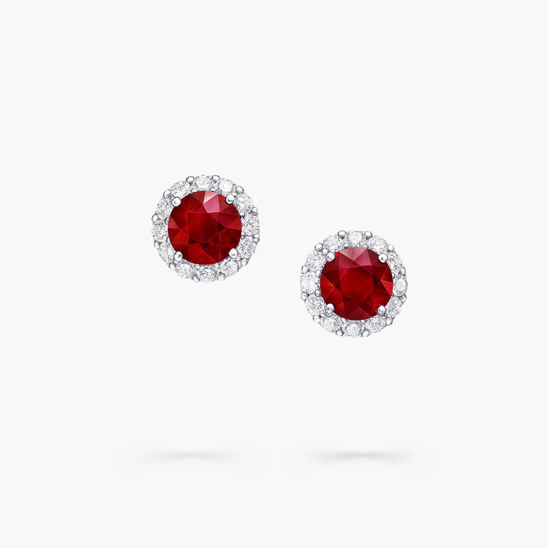 Icon Round Ruby and Diamond Stud Earrings