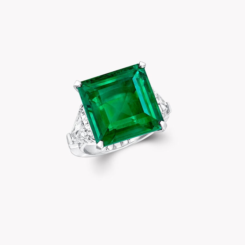 Colombian Emerald Cut Emerald Solitaire Ring