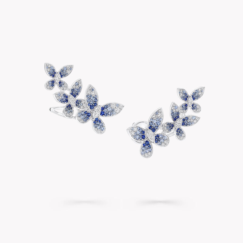 Butterfly Sapphire, Tourmaline and Diamond Ear Climbers