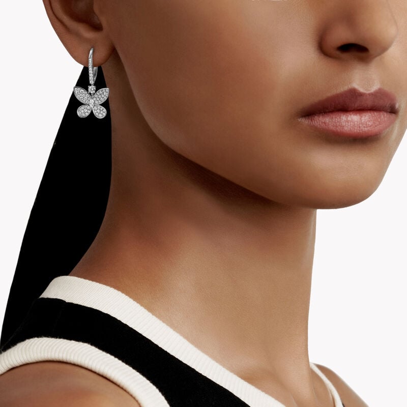 Pav&eacute; Butterfly Mini Diamond Drop Earrings