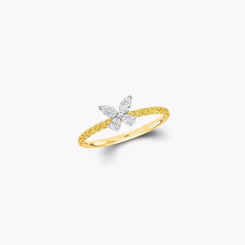 Butterfly Yellow Sapphire and Diamond Ring