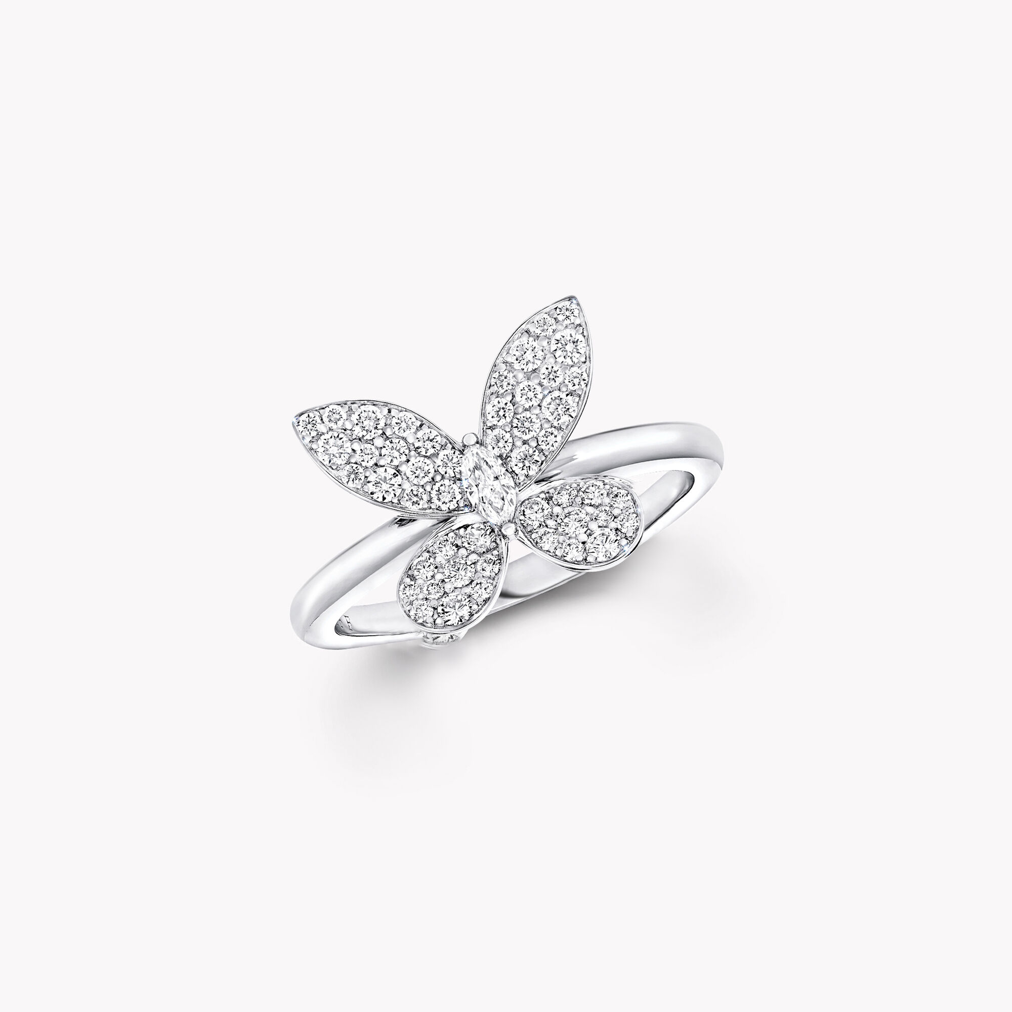 Pavé Butterfly Diamond Small Ring, White Gold - Graff