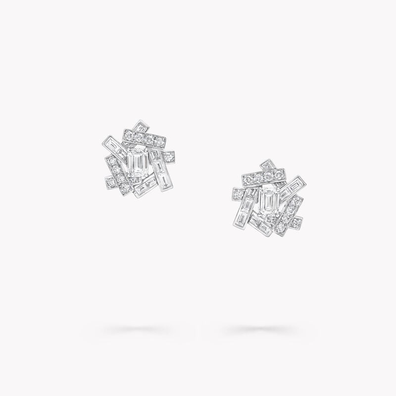 Threads 祖母绿形切割钻石耳钉