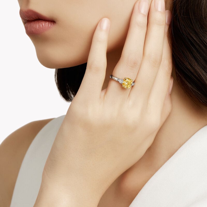 Promise Cushion Cut Yellow Diamond Engagement Ring