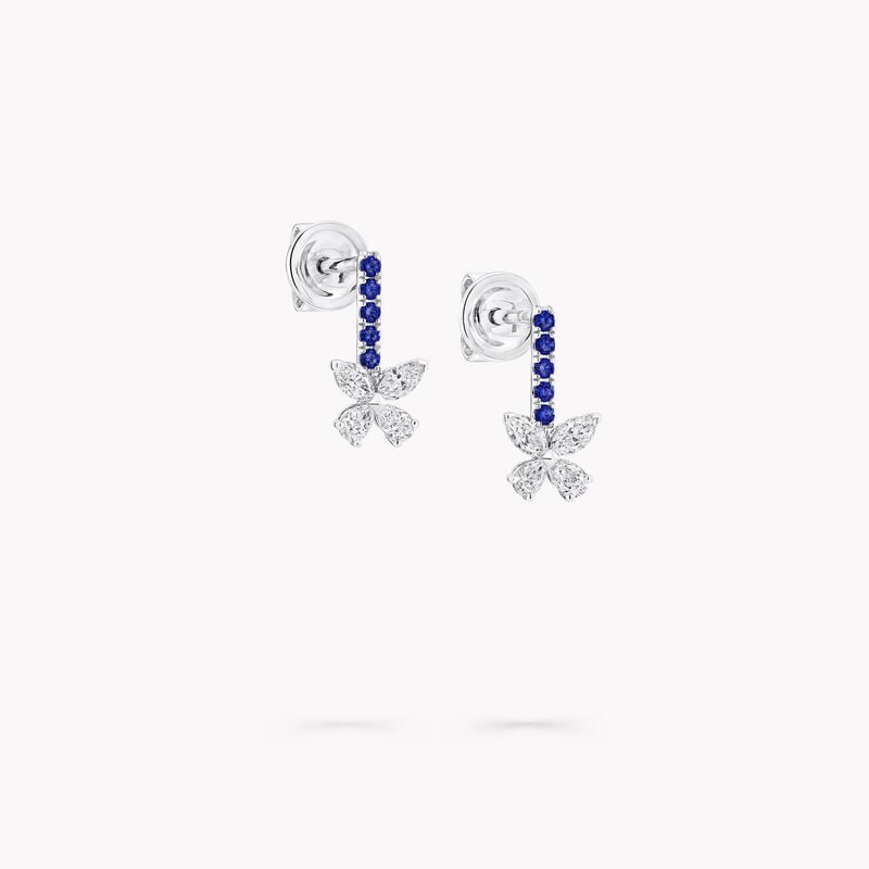 Butterfly Blue Sapphire and Diamond Drop Earrings
