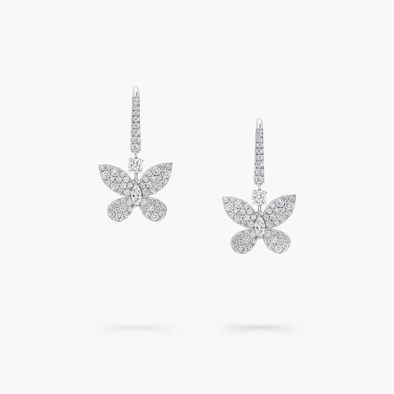 Pav&eacute; Butterfly Mini Diamond Drop Earrings