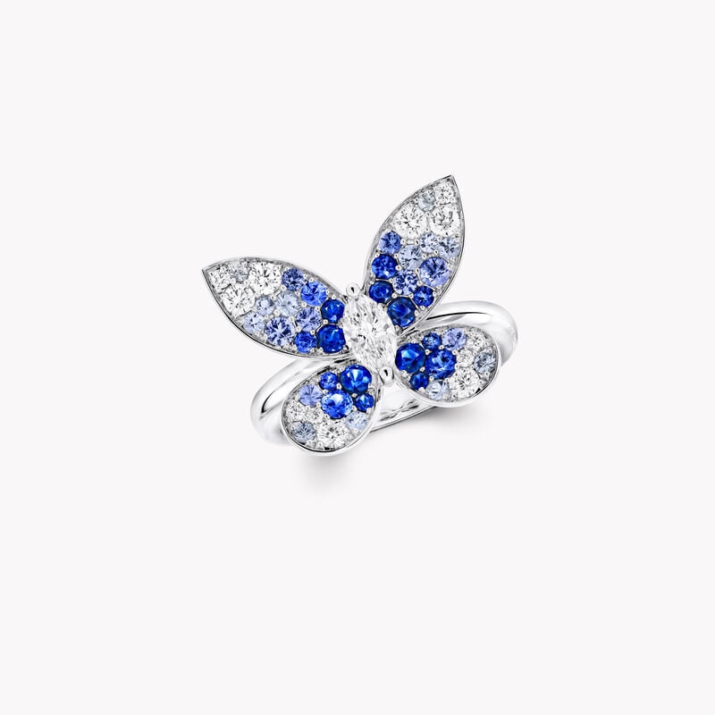  Butterfly Sapphire, Tourmaline and Diamond Medium Ring