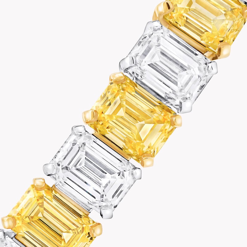 Emerald Cut Yellow and White Diamond Bracelet