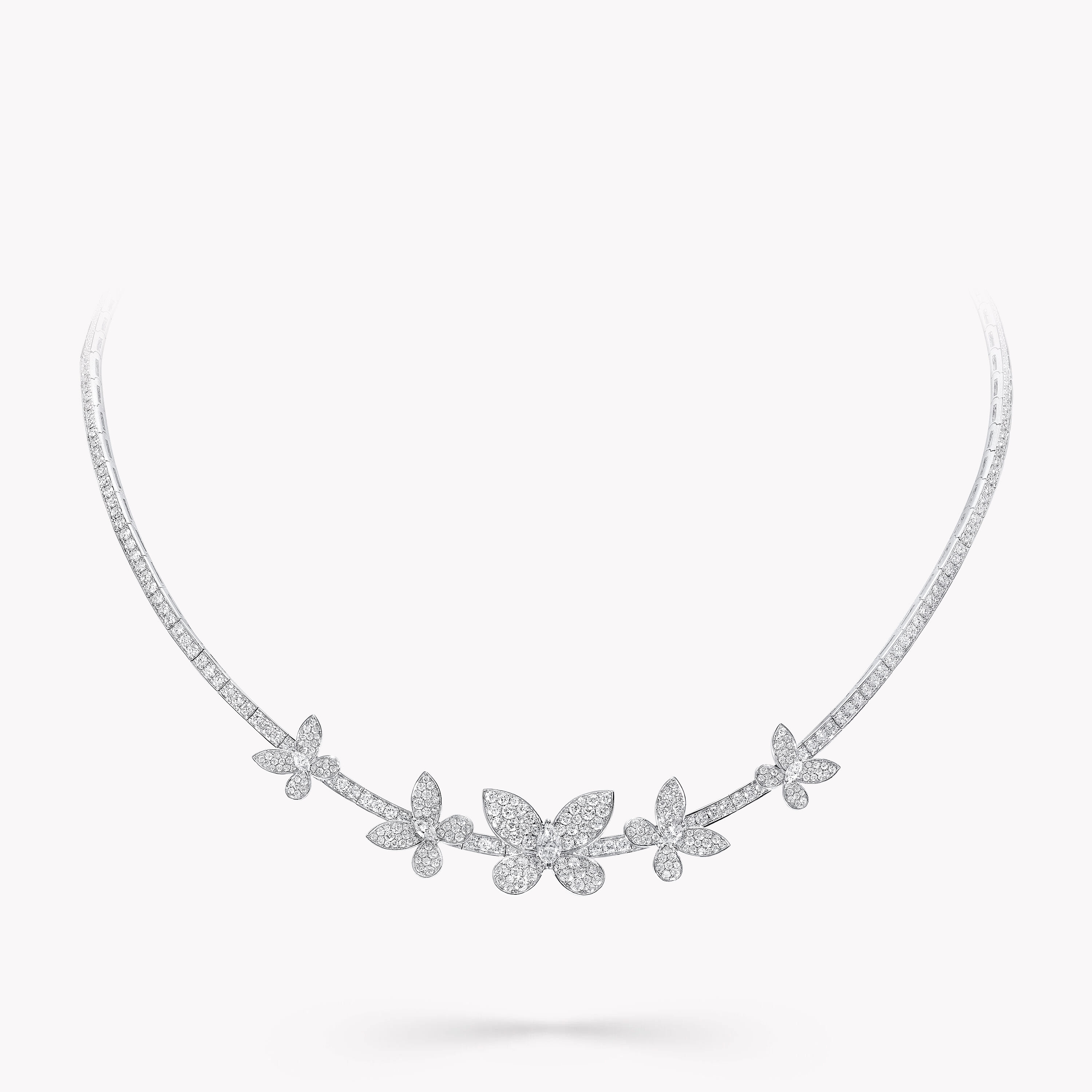 Pavé Butterfly Diamond Necklace, White Gold - Graff