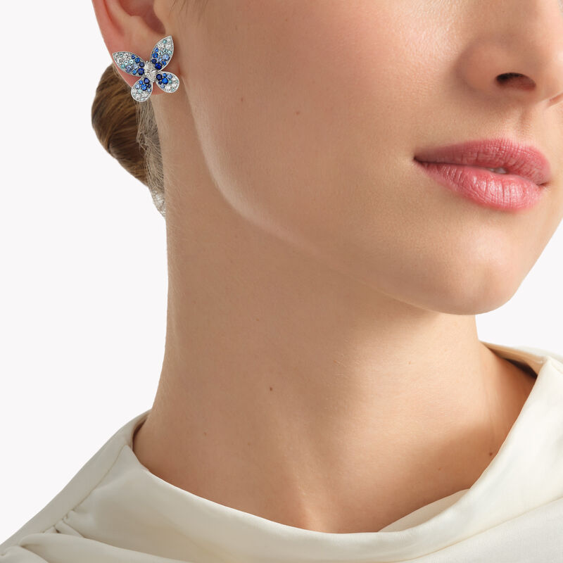 Butterfly Sapphire, Tourmaline and Diamond Earrings 