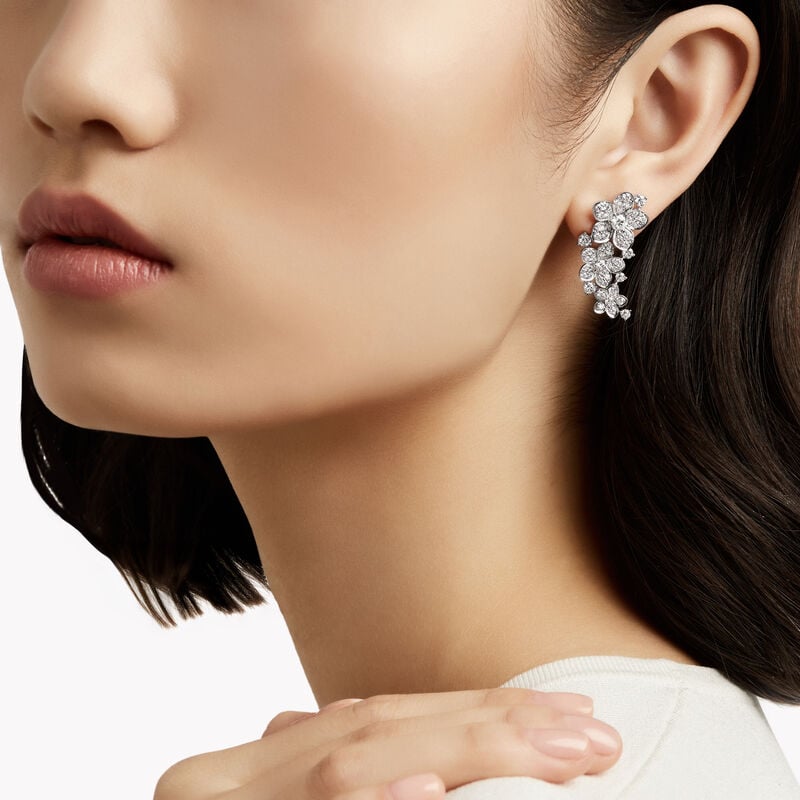 Wild Flower Diamond Ear Climber Earrings