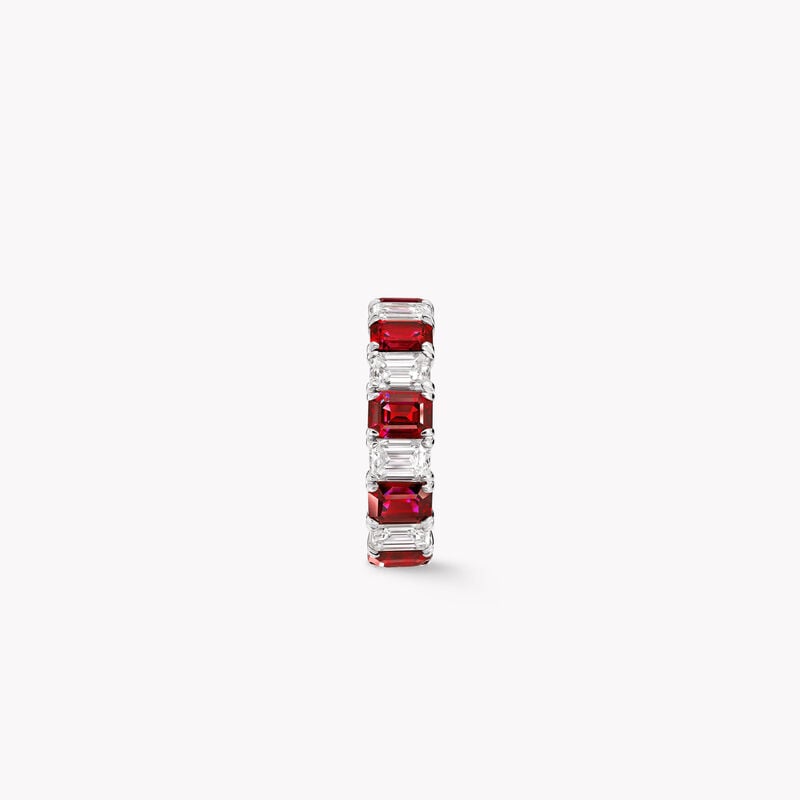Emerald Cut Ruby and Diamond Wedding Band