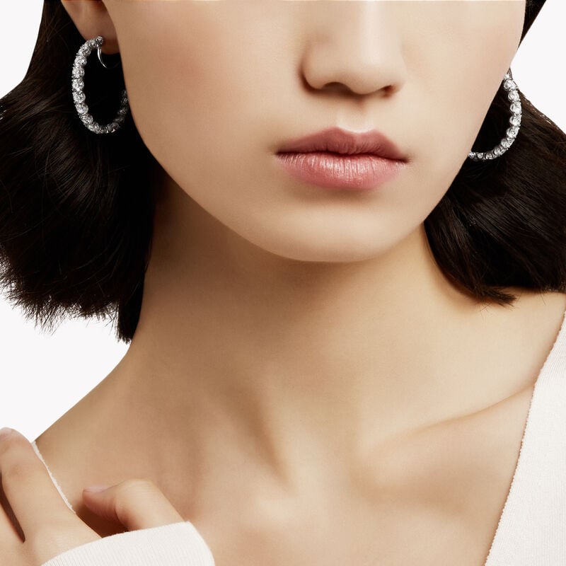 Round Diamond Hoop Earrings