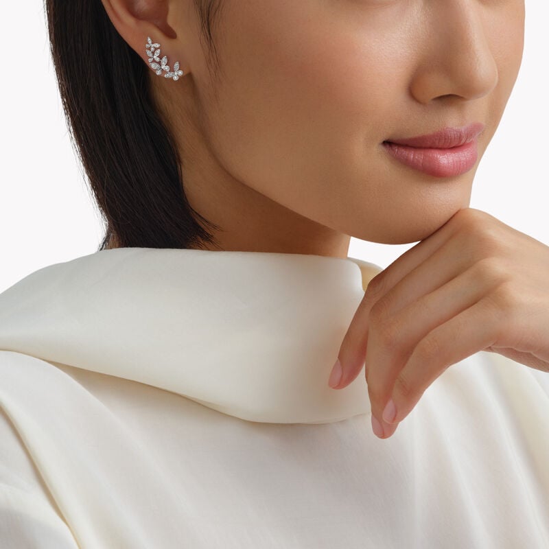 Asymmetrical Pav&eacute; Diamond Butterfly Earrings