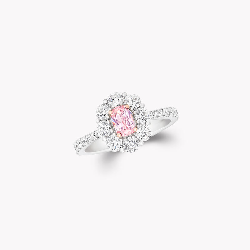 Cushion Cut Fancy Orange Pink Diamond Solitaire Ring