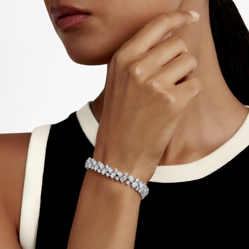 Emerald Cut And Round Diamond Bracelet