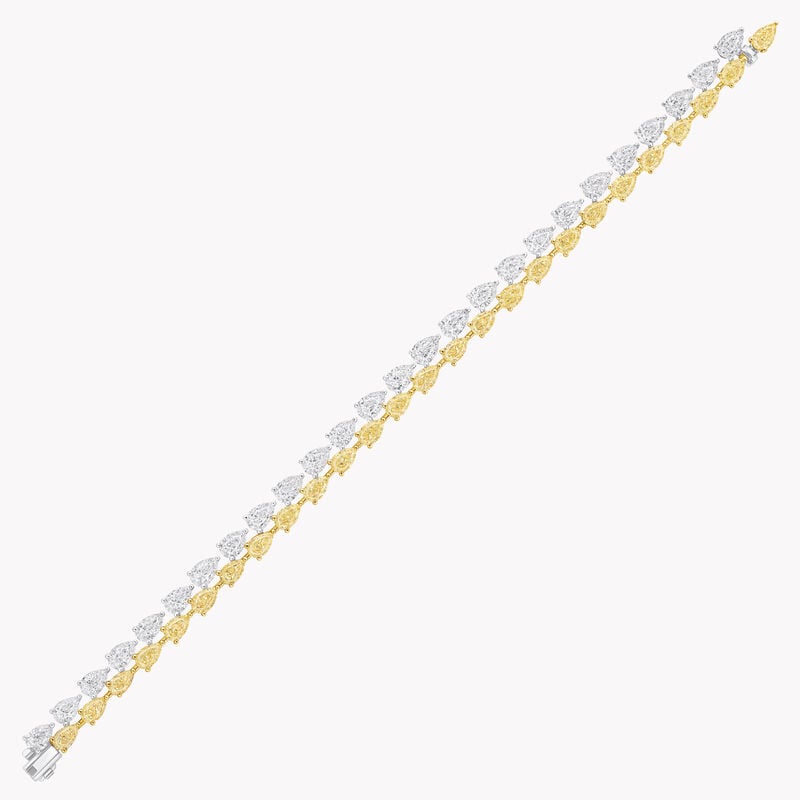 Pear Shape Yellow and White Diamond Bracelet