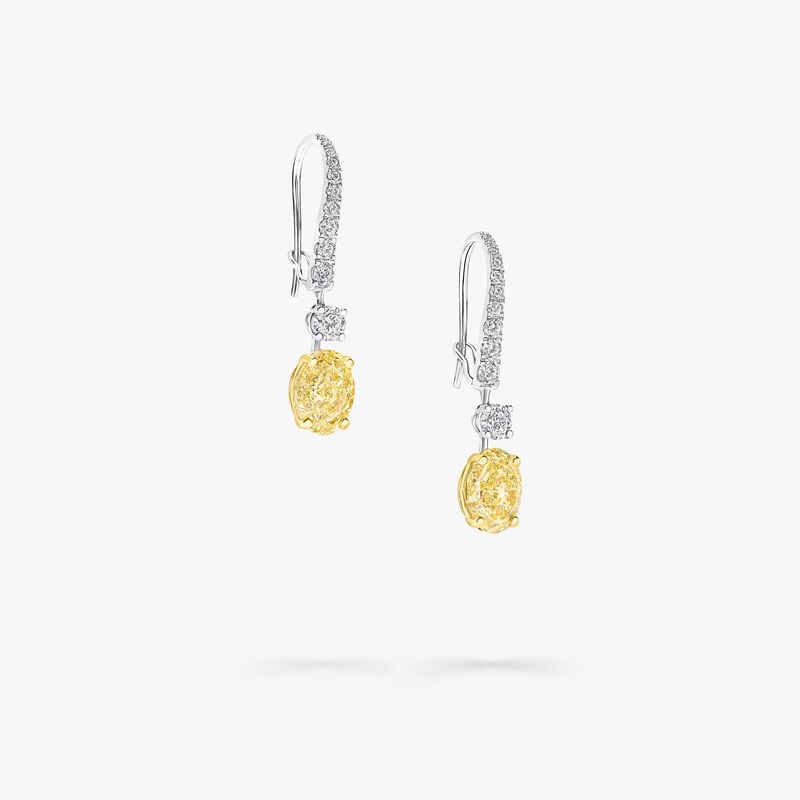Oval Yellow Diamond Solitaire Earrings