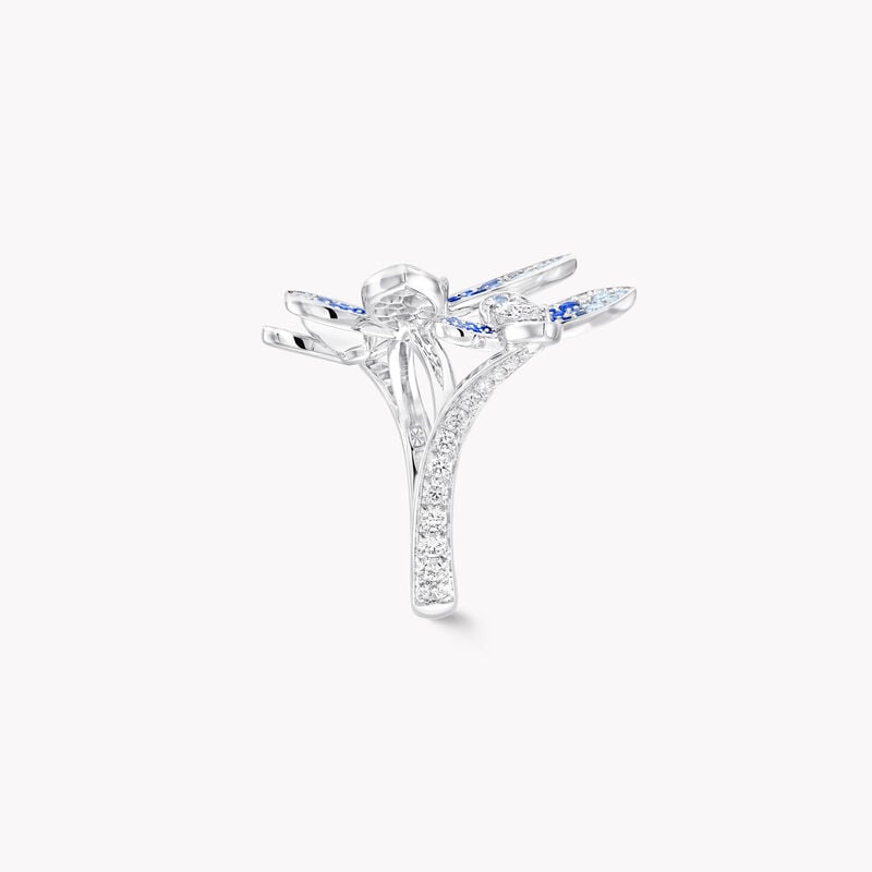 Triple Butterfly Sapphire, Tourmaline and Diamond Ring 