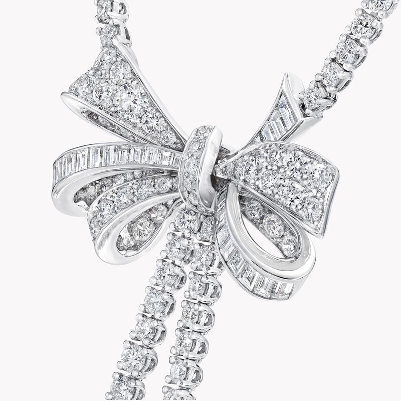 Tilda&rsquo;s Bow Double Strand Round Diamond Necklace