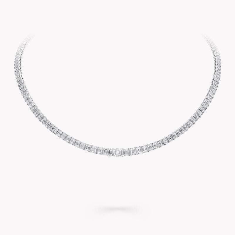 Emerald Cut Diamond Graduated Line Necklace