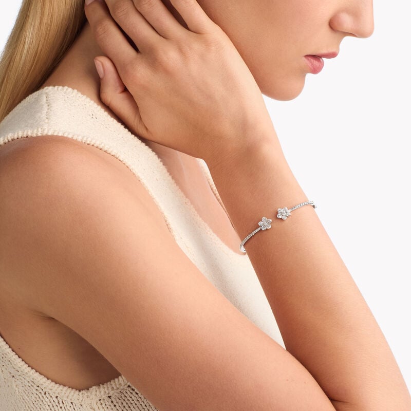 Wild Flower Open Pav&eacute; Diamond Bangle