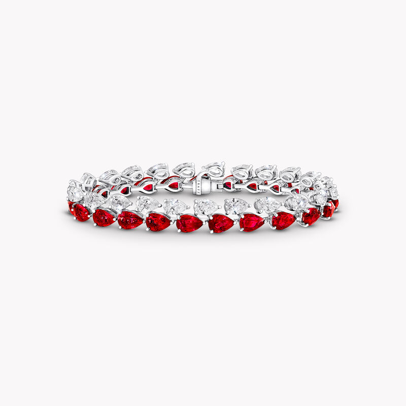 Pear Shape Ruby and Diamond Bracelet