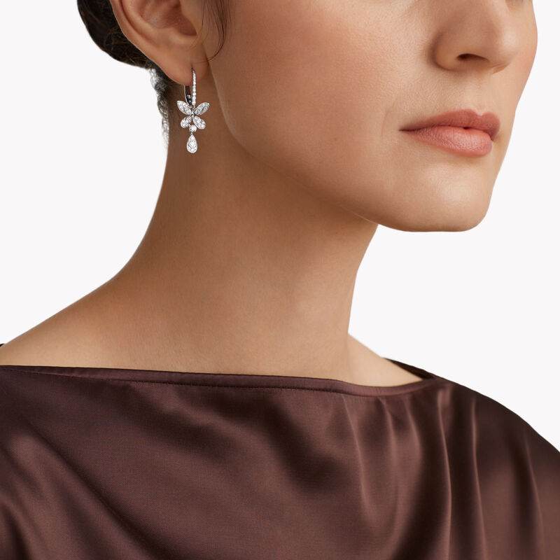 Pav&eacute; Butterfly Diamond Drop Earrings