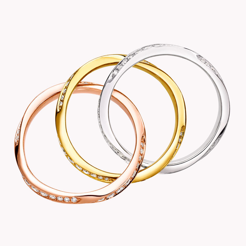Triple Spiral Pav&eacute; Diamond Ring
