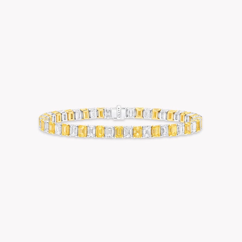 Emerald Cut Yellow and White Diamond Bracelet