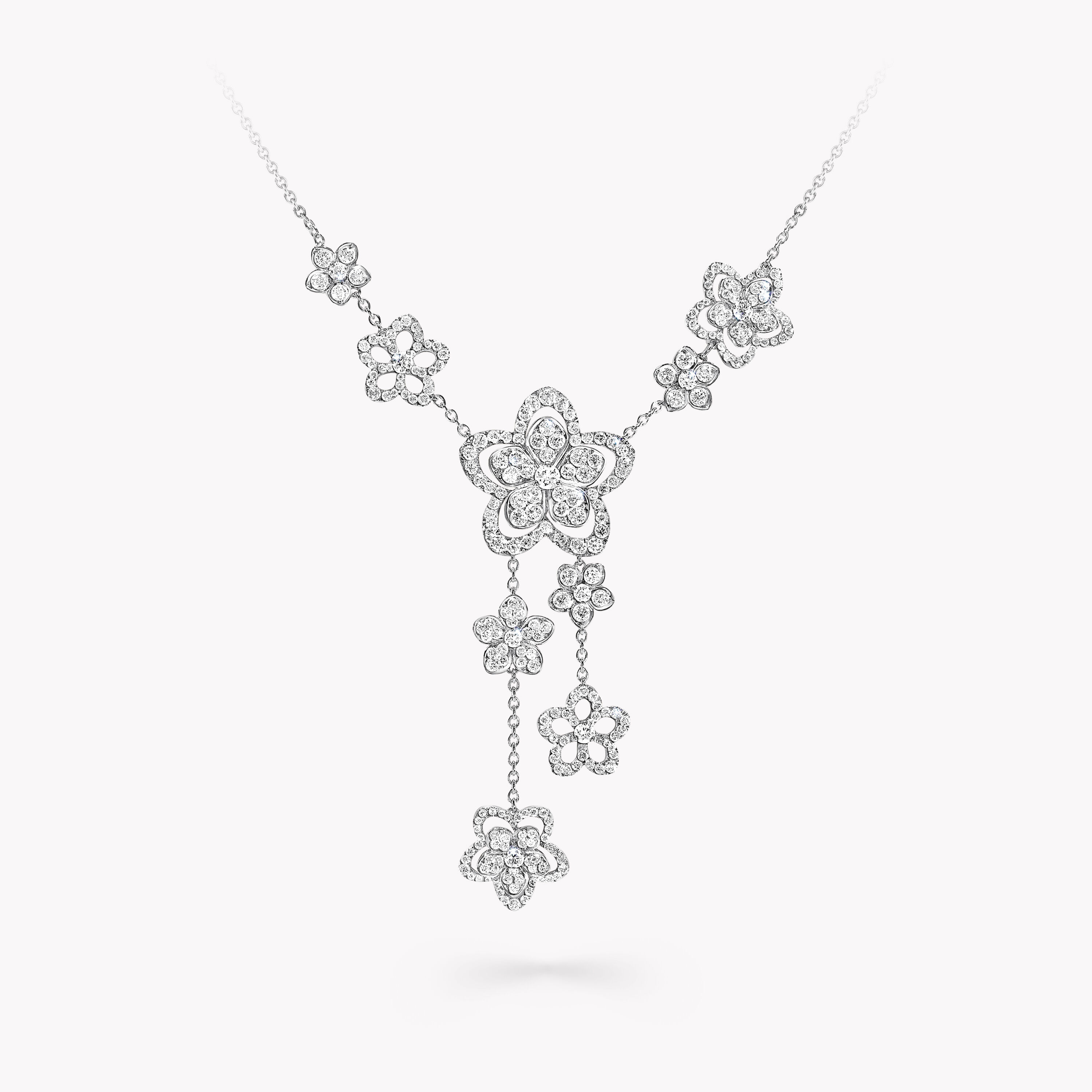 Wild Flower Diamond Drop Necklace, white gold - Graff