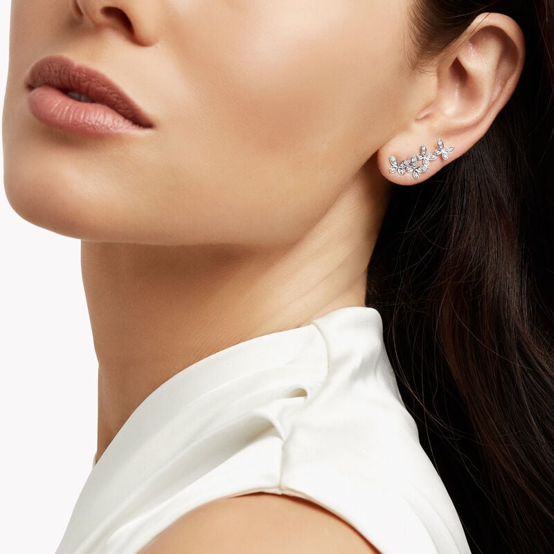 Pav&eacute; Butterfly Diamond Petite Ear Climbers