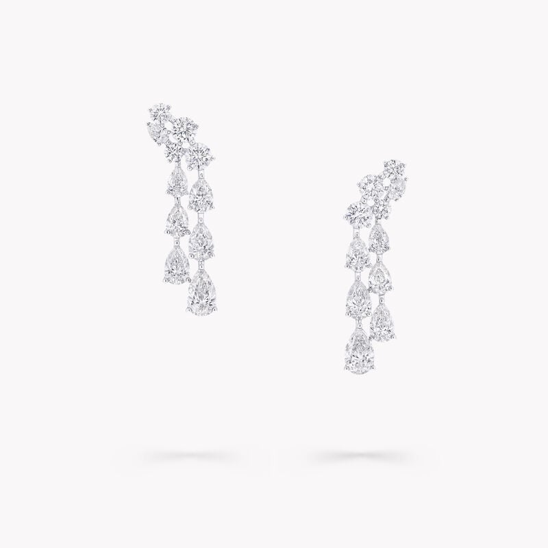 Pear Shape and Round Diamond Earrings